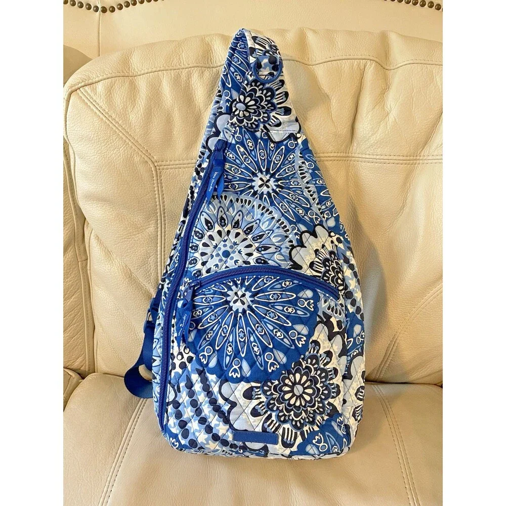 Vera Bradley Sling Back Pack Backpack Blue Paisley